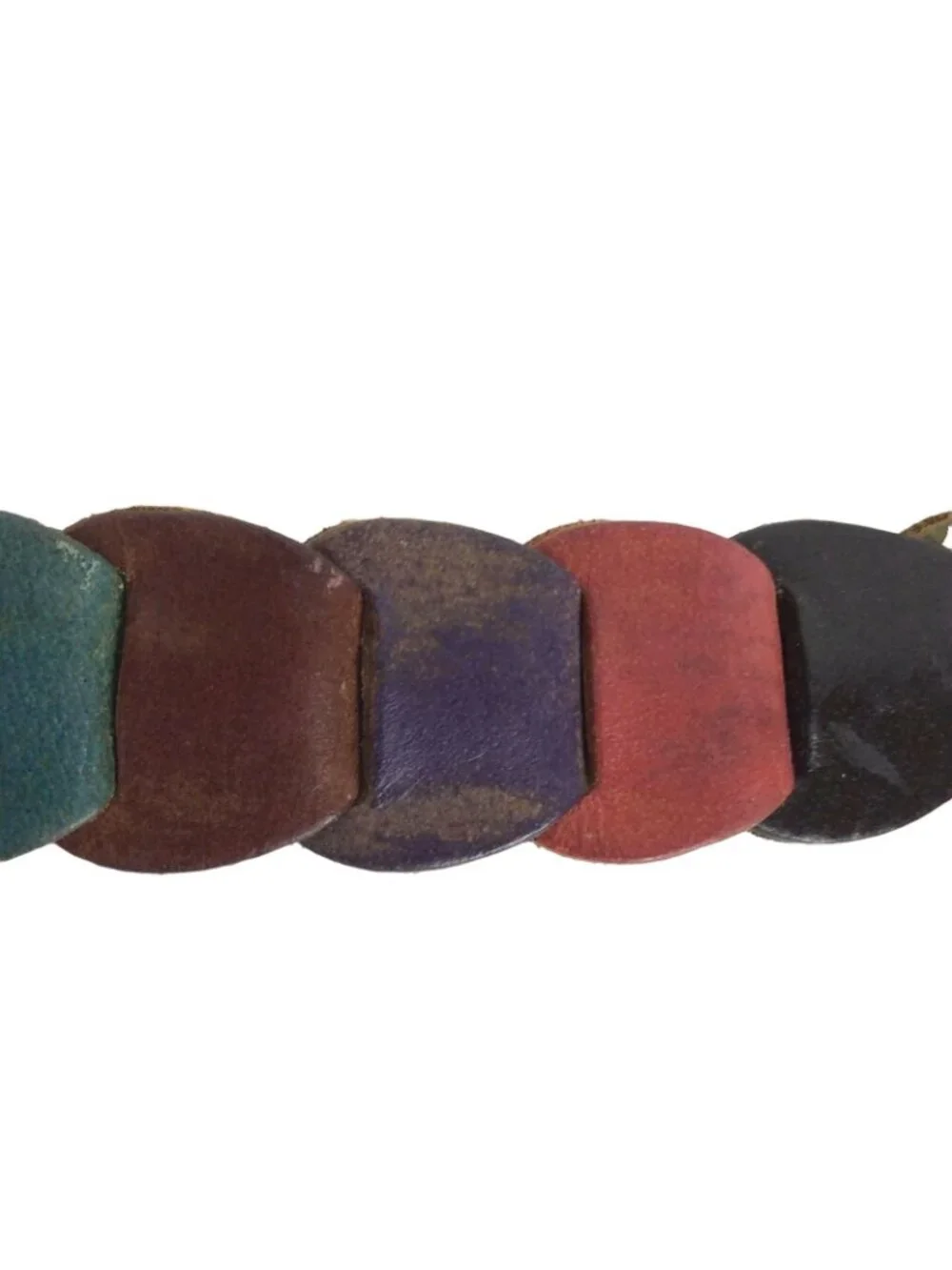 Vintage Womens Pieced Leather Belt Multi-Color Design Size S/M 90s